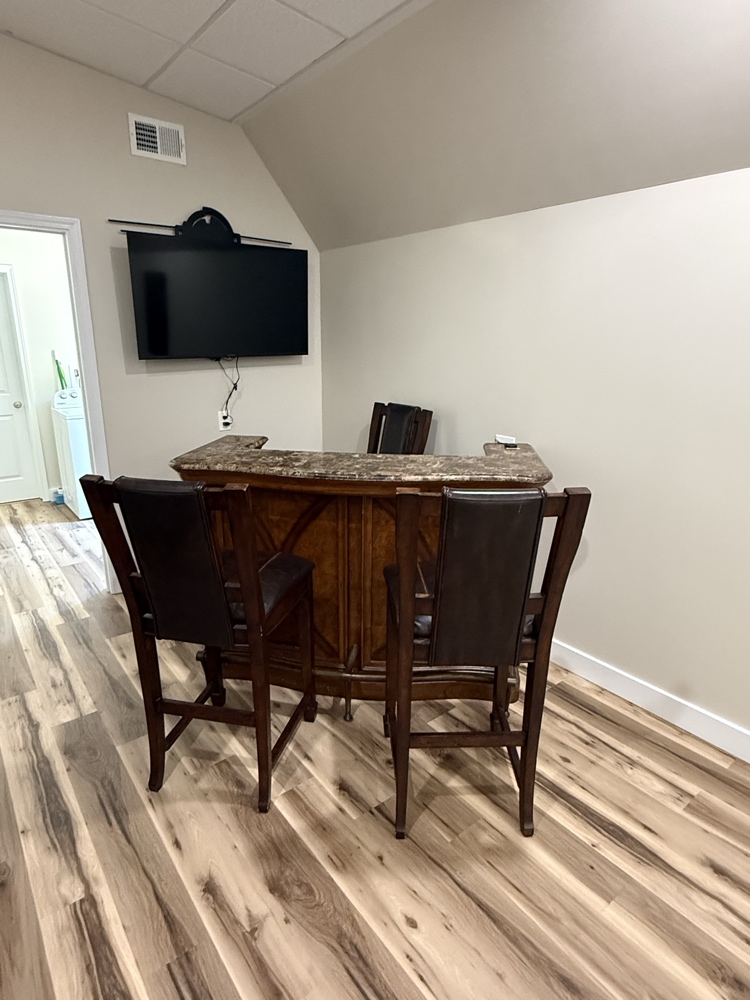 small bar area and tv room